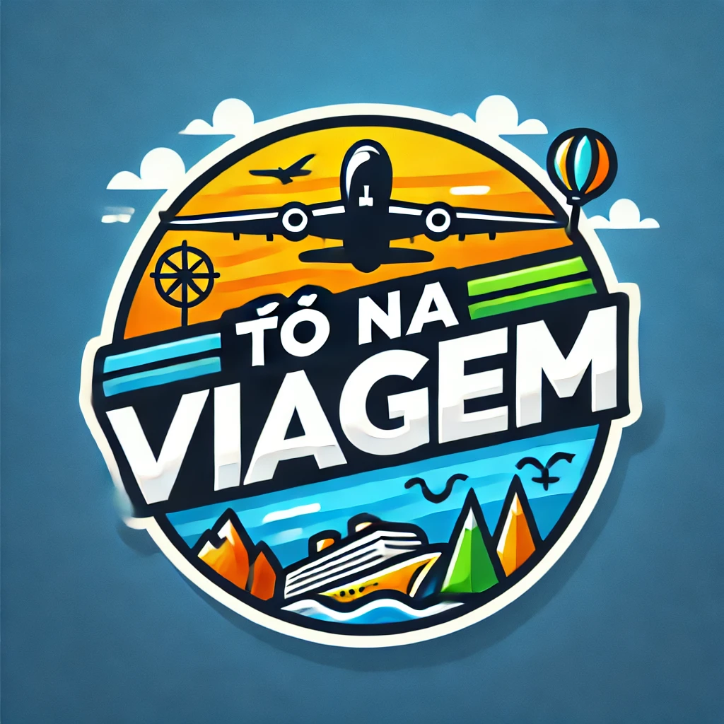 DALL·E 2025-03-28 02.14.54 - Logo design for a TV travel show named 'Tô Na Viagem'. The logo should have a vibrant and modern look, incorporating elements of travel such as an air